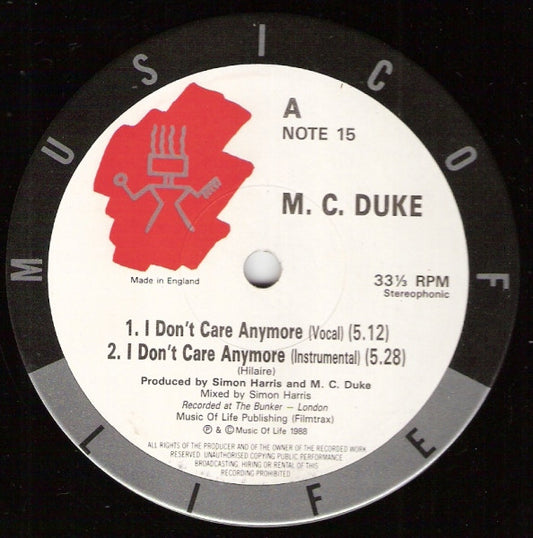 M. C. Duke* - I Don't Care Anymore / Free (12")
