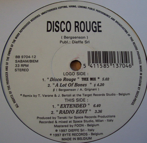 Disco Rouge - Disco Rouge (12")