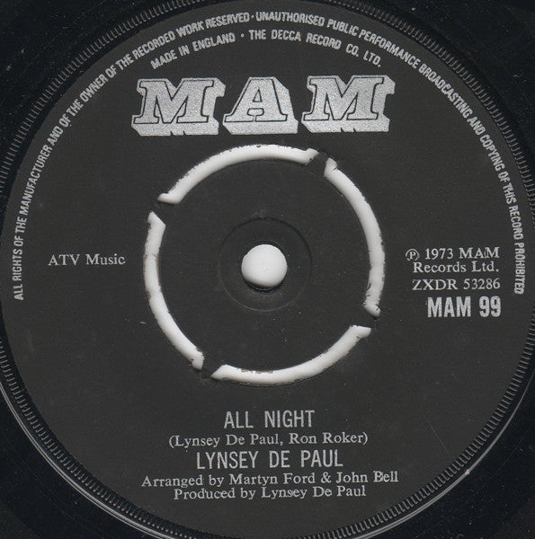 Lynsey De Paul - All Night (7")