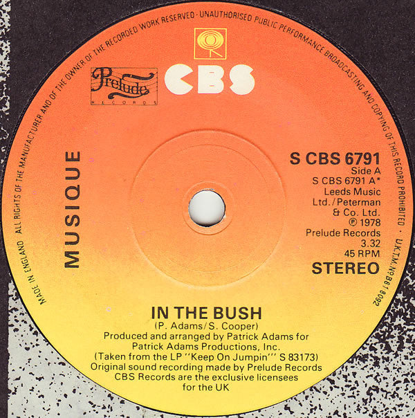 Musique - In The Bush (7", Single)