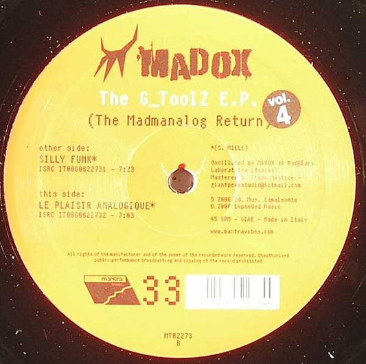 Madox - The G Toolz E.P. Vol 4 (The Madmanalog Return) (12", EP)
