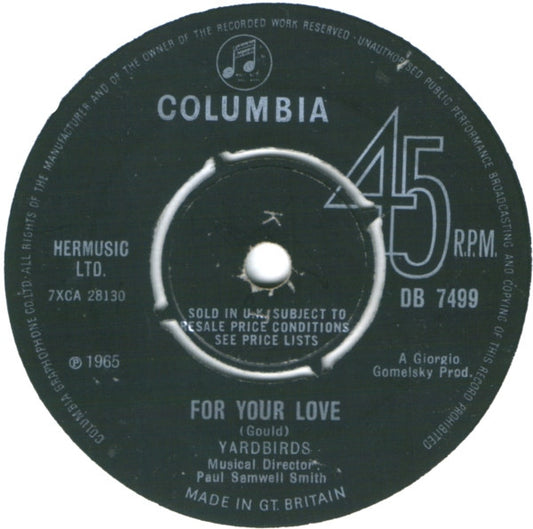 Yardbirds* - For Your Love (7", Single, Pus)