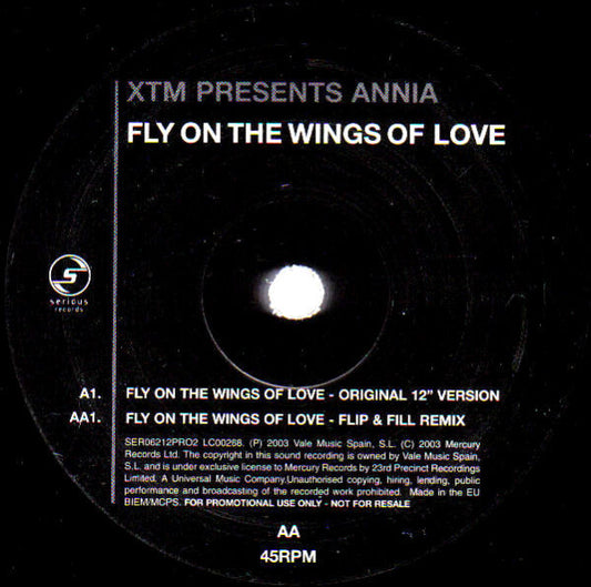 XTM Presents Annia - Fly On The Wings Of Love (12", Promo)