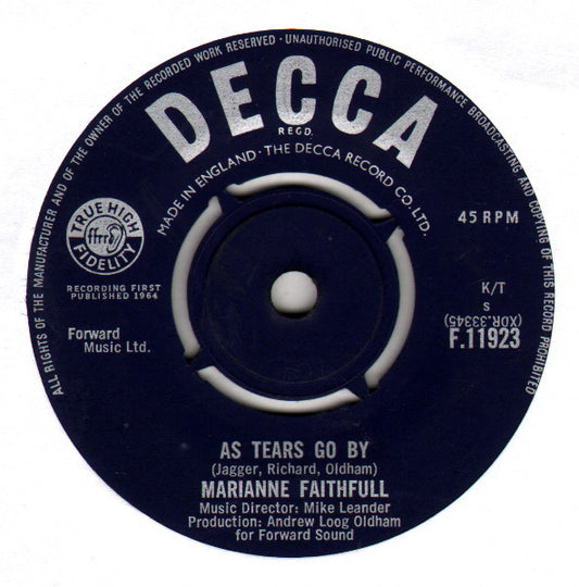 Marianne Faithfull - As Tears Go By (7", Single)