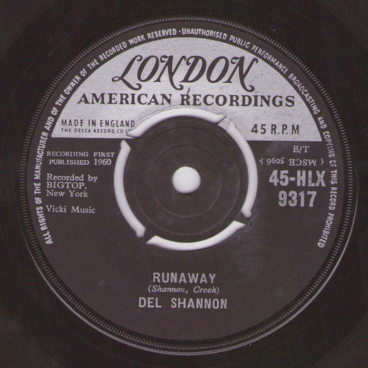 Del Shannon - Runaway (7", Single)