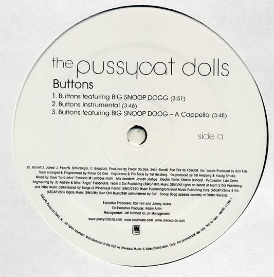 The Pussycat Dolls Featuring Big Snoop Dogg* - Buttons (12", Promo)
