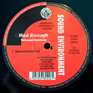 Sound Environment - Had Enough (Rebound Remixes) (12")