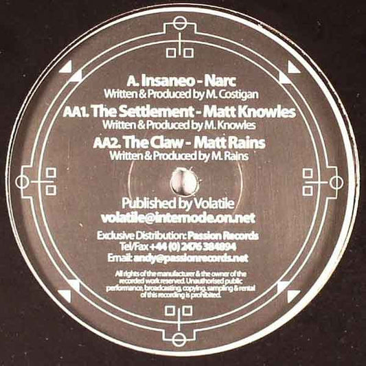 Narc (2) / Matt Knowles / Matt Rains - Insaneo / The Settlement / The Claw (12")