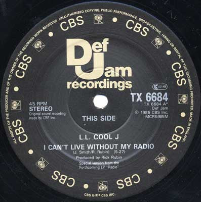 L.L. Cool J* - I Can't Live Without My Radio (12", Single)