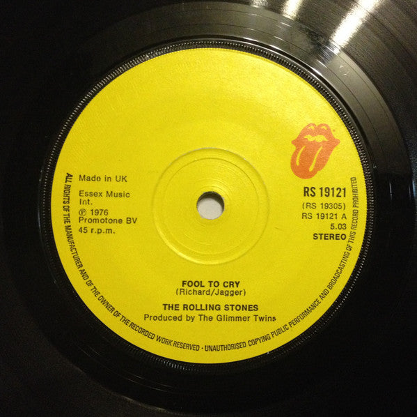 The Rolling Stones - Fool To Cry (7", Single)