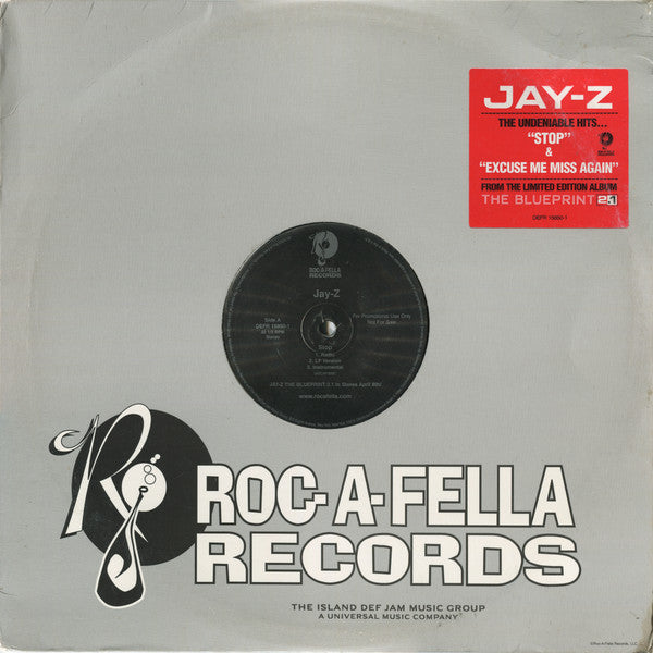 Jay-Z - Stop / Excuse Me Miss Again (12", Promo)
