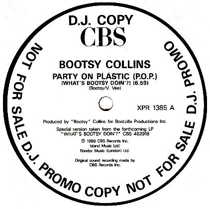 Bootsy Collins - Party On Plastic (12", Single, Promo)