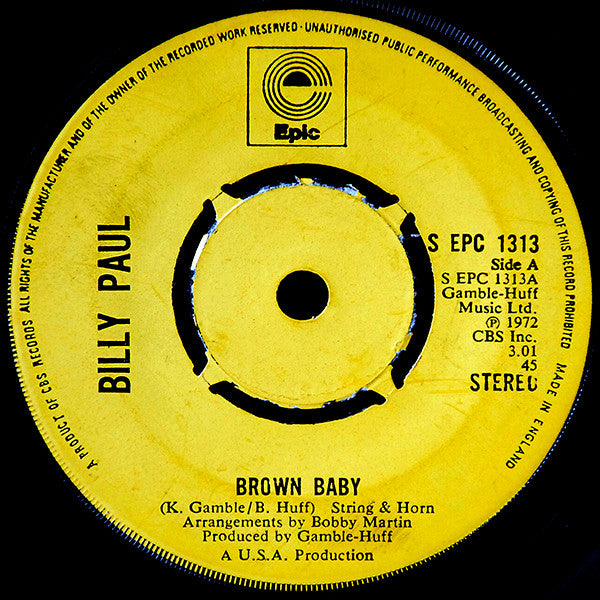Billy Paul - Brown Baby (7", Single, Pus)