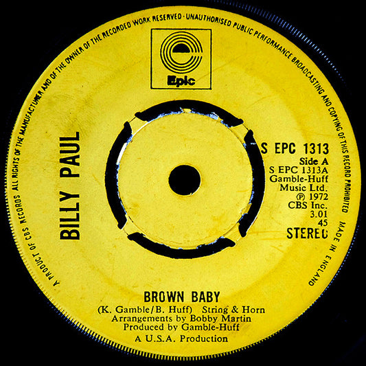 Billy Paul - Brown Baby (7", Single, Pus)