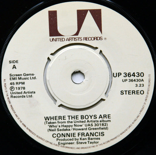 Connie Francis - Where The Boys Are / A-Ba-Ni-Bi (7")