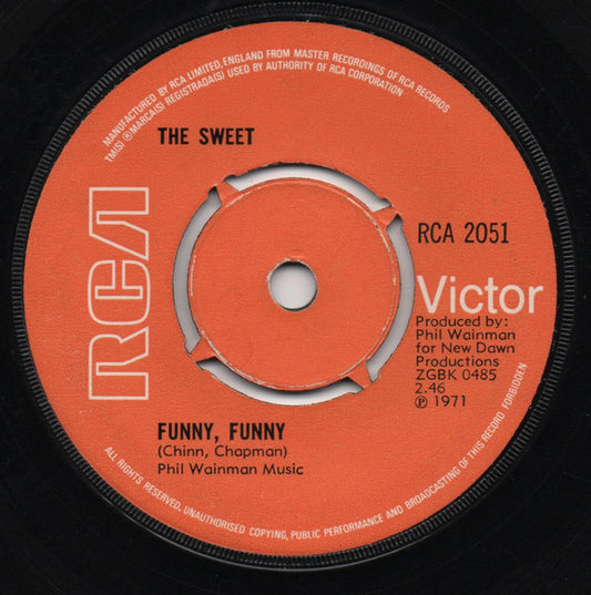 The Sweet - Funny, Funny (7", Single, Kno)