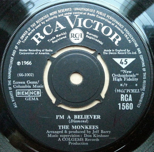 The Monkees - I'm A Believer (7", Single)