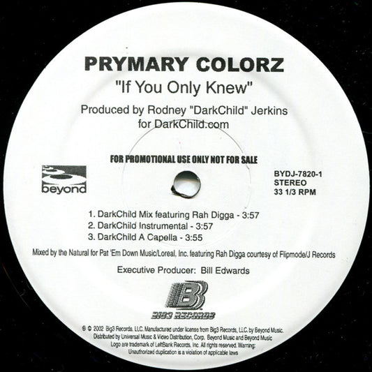 Prymary Colorz - If You Only Knew (12", Promo)