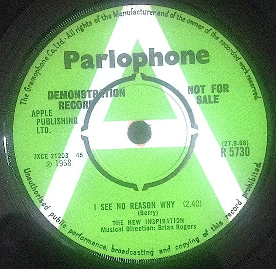 The New Inspiration* - I See No Reason Why (7", Single, Promo)