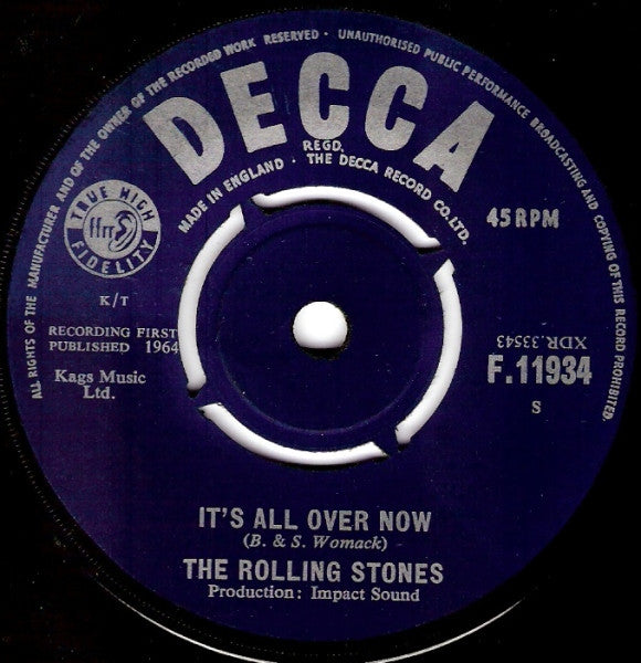 The Rolling Stones - It's All Over Now (7", Single)