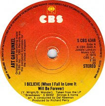 Art Garfunkel - I Believe (When I Fall In Love It Will Be Forever) (7", Single, Sol)