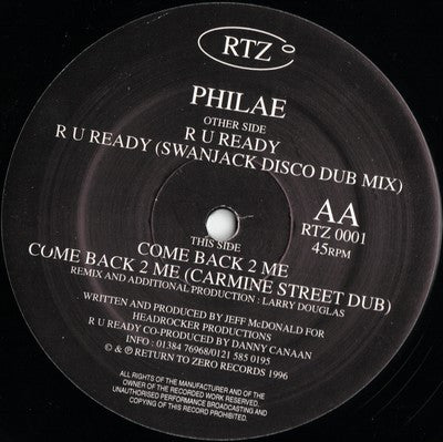 Philae - R U Ready / Come Back 2 Me (12", EP)