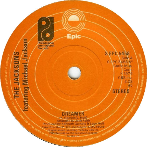 The Jacksons Featuring Michael Jackson - Dreamer (7", Single, Pap)