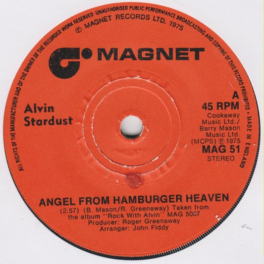 Alvin Stardust - Angel From Hamburger Heaven (7", Sol)