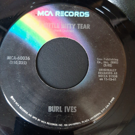Burl Ives - A Little Bitty Tear (7", Single, Mono, RE)