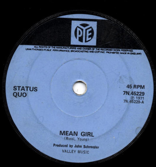 Status Quo - Mean Girl (7", Single, Sol)