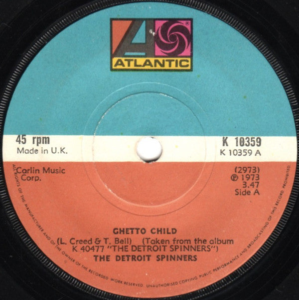 The Detroit Spinners* - Ghetto Child (7", Single, Sol)