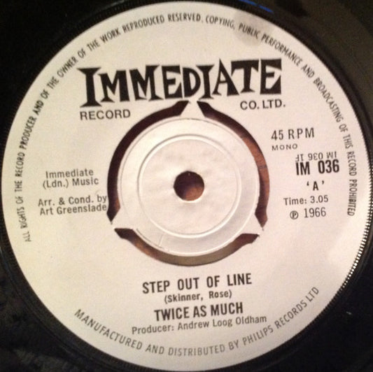 Twice As Much - Step Out Of Line (7")