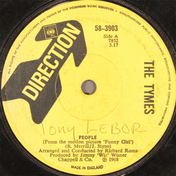 The Tymes - People (7", Single, Sol)