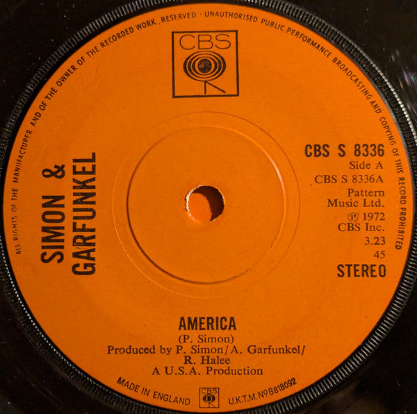 Simon & Garfunkel - America (7", Single, Sol)
