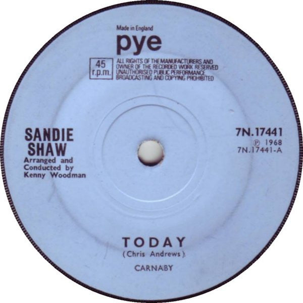 Sandie Shaw - Today (7", Single, Sol)
