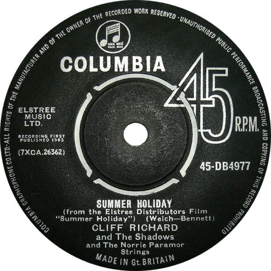 Cliff Richard And The Shadows* - Summer Holiday (7", Single)