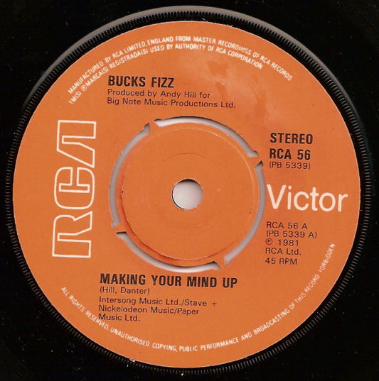Bucks Fizz - Making Your Mind Up (7", Single, Ora)