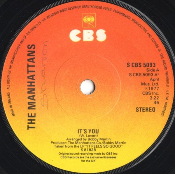 The Manhattans* - It's You (7", Sol)