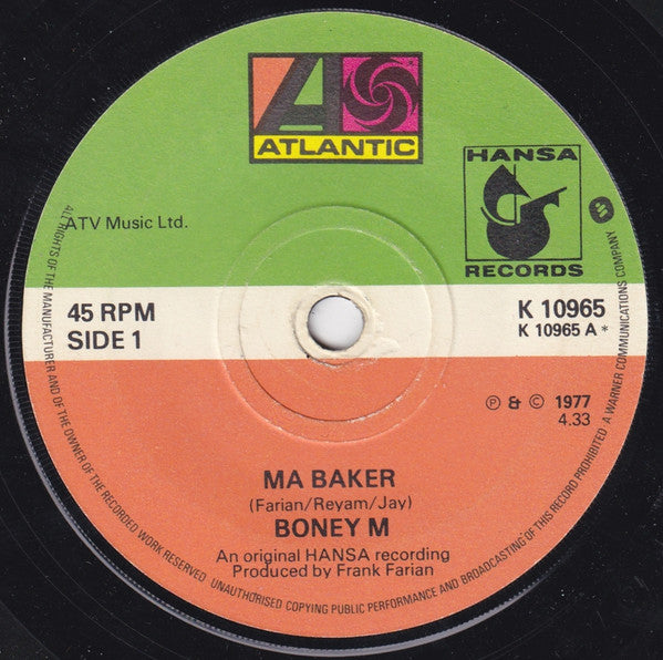 Boney M* - Ma Baker (7", Single, Pap)
