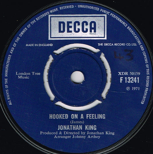 Jonathan King - Hooked On A Feeling (7", Single, Mono)