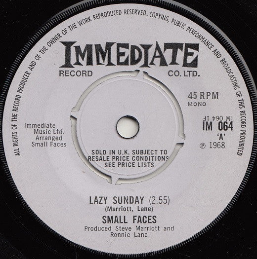 Small Faces - Lazy Sunday (7", Mono)