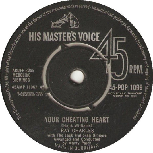 Ray Charles - Your Cheating Heart (7", Single, RP, Bla)