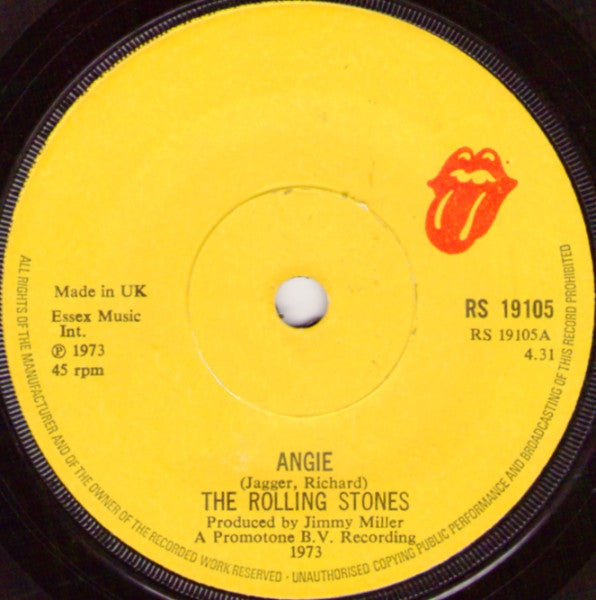 The Rolling Stones - Angie (7", Single, Sol)