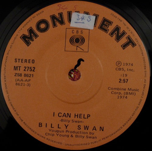 Billy Swan - I Can Help (7", Single)