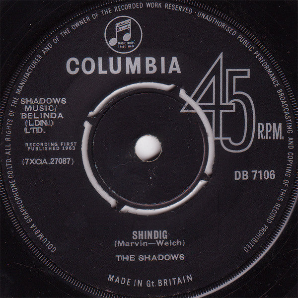 The Shadows - Shindig (7", Single)
