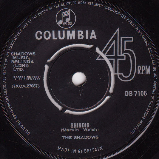 The Shadows - Shindig (7", Single)