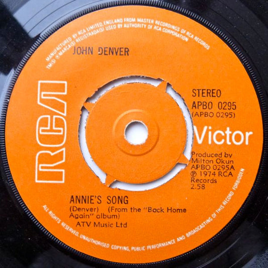 John Denver - Annie's Song (7", Single, Pus)