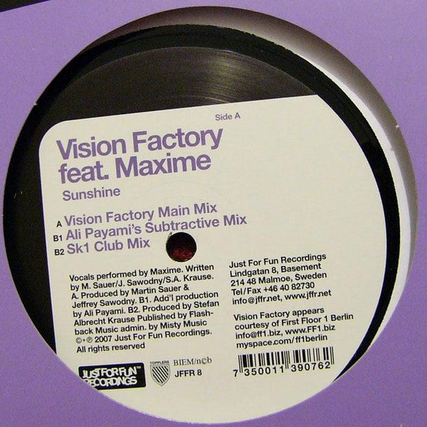 Vision Factory (2) Feat. Maxime - Sunshine (12")