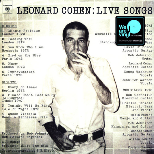 Leonard Cohen - Live Songs (LP, Album, RE, 180)