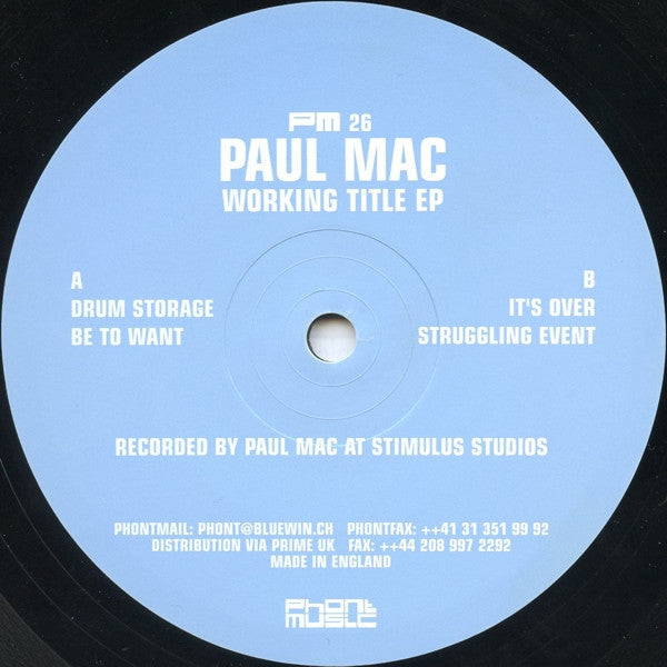 Paul Mac - Working Title EP (12", EP)